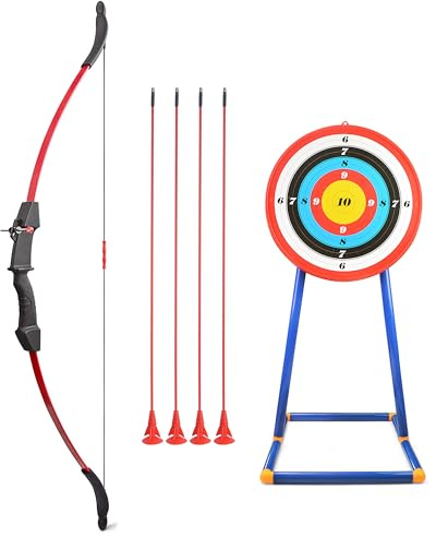 FQH Bogenschießen Recurve-Bogen-Set Für Erwachsene & Anfänger Ziel & Pfeil Praxis Outdoor-Schießen Trainingsspiele Freizeit Bogen-Set Zubehör(for 14+ Ages) (Rot)