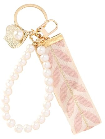 Yotlein Porte Clef Femme, Porte-clés avec Perles, Por-te Clef Rose, Por-te Clés pour Femme, Élégant Porte-Clés Esthétique, Accessoires de Pendentif pour Sac à Dos, Por-te Clef Voiture Fe-mme Rose