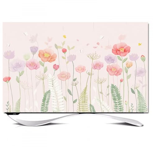 HSTANGKY Copripolvere Per TV Da Interno Con Stampa Floreale Per Schermi Da 32-80 Pollici Copertura Protettiva Universale Per Televisori Per Schermi Piatti/curvi-flower1||55inch