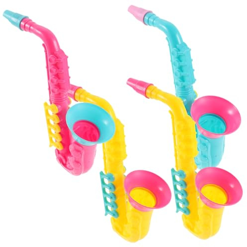 JUMPLAWN 4 Stück Teiliges Saxophon aus Kunststoff Realistische Blasinstrumente für Lauter Klang durch Pusten für Geburtstagsgeschenke Party Festivalspielzeug Zufällige Zufällige Farbe