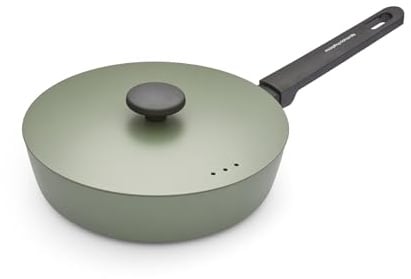 Morphy Richards Saute Pan, Forged Aluminium, 24cm, Non Stick Ceramic Coating, Soft Touch Handles, Oven Safe Up to 180c, Suitable for All Hobs, Green, 852251