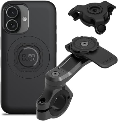 Quad Lock Support Téléphone pour Guidon de Moto Pro avec Amortisseur de Vibrations et Coque MAG pour iPhone 17