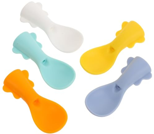 5 Pièces Cuillère à Presser pour Gourdes de Compote, Plastique | Étui de Rangement Inclus, Format Voyage pour Bébé et Garçon et Filles, Protection Étanche, Organisation Compacte
