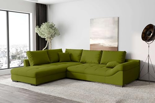 99rooms Terra Ecksofa Polsterecke Eckcouch Velours Kronos Limette Ottomane Links