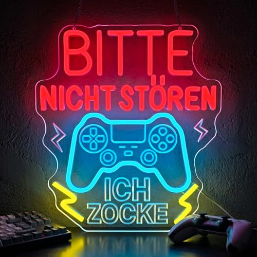 Astuddy Gaming Neon Schild, Bitte Nicht Stören Ich Zocke Neon Schild, Game Controller LED Schild, USB Game Neon Licht Sign für Spielzimmer Schlafzimmer Gamer-Setup, Geschenk für Jungen und Teenager