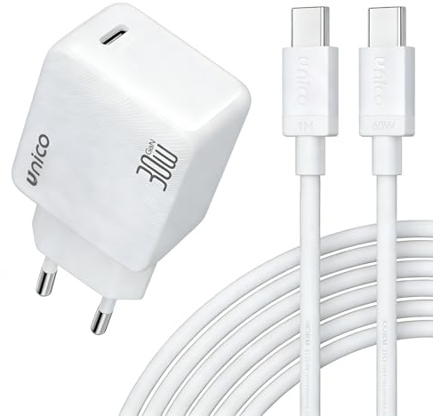 30W Cargador Carga Rapida para iPhone 17 16 15 iPad 10 Generación, Cargador USB C - Tipo C Adaptador con 60W Cable USB C 1M