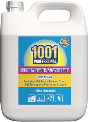 1001 Professional Pet Area Cleaner and Disinfectant 5 Litre | Removes Pet Odours, Smells & Stains, For Indoor & Outdoor Areas, Highly Concentrated Professional Formula- Lemon Fragrance