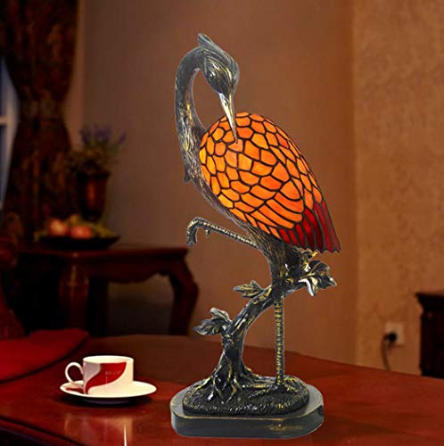 Retro Art Stained Glass-Stil Crane Design 1-Licht-Akzent-Tischlampe, europäische kreative Kinderlampe, Nachtlicht für Schlafzimmer, Nachttisch, Nachttisch-Dekor, Beleuchtungskörper, E14, A