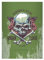 Kartenkaufrausch 4 Trendige Retro Totenkopf DIN A4 Schulhefte, Schreibhefte mit Rosen Skull in grün Lineatur 20 (blanko Heft)