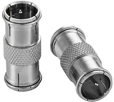 POPPSTAR 2x F-Quickstecker Kupplung (F-Quick SAT Adapter F-Stecker beidseitig), für Koaxialkabel, Antennenkabel, silbern