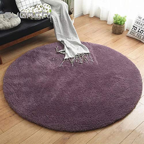 LIVEINU Hochflor Shaggy Teppich für Wohnzimmer Langflor Pflegeleicht Rund Teppich Hochwertig Hohe Fadendichte Wasser Absorbierend Badezimmerteppich Für Wohnzimmer Violett Ø 140 cm
