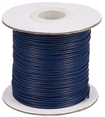 Pandahall - Rotolo di filo di poliestere cerato intrecciato, 85 metri/rotolo, 1 mm, per gioielli fai da te, macramè, perline con rocchetto, colore blu di Prussia