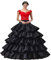 YULUOSHA Damen Reifrock Petticoat Unterrock Petticoat Krinoline Lang 4 Ring 5 Flouncing für Hochzeit Party (Schwarz)