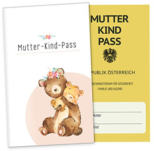OLGS Mutter-Kind-Pass Schutzhülle Österreich – Hab dich lieb Bär, Schöne Geschenkidee für Schwangere, Aufbewahrung für MuKi-Pass & Ultraschallbilder