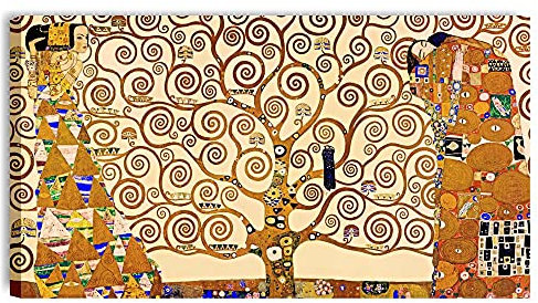Quadri L&C ITALIA Quadro Moderno Albero della Vita Klimt 90 x 50 per Soggiorno Capezzale Camera da Letto e Cucina Stampa su Tela