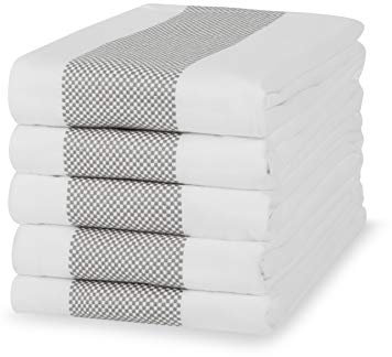 Sticky Toffee 100% Cotton Tea Towel - Cappuccino Grey Mini Chequered Pattern, Pack of 5 | Kitchen Towel Set | Absorbent, Strong, Quick Dry | For Home Decor & Bathroom Accessories