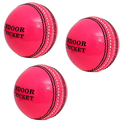 CW Cricketball für den Innenbereich, aus echtem Leder, Pink, 2 Stück