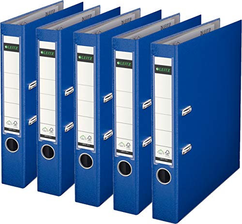 Leitz 10155068 Qualitäts-Ordner Plastik-Cover (A4, 5,2 cm Rückenbreite) nachtblau (5er Pack)