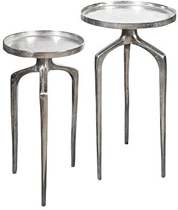 Riess Ambiente Elegantes 2er Set Beistelltische Abstract 59cm Silber Shabby Chic Sofatische Wohnzimmertische Nachttische Tisch Set