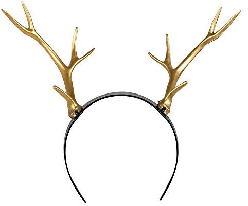 Boland 50025 - Tiara Geweih, Haarreif, schwarz-gold, für Erwachsene, aus Kunststoff, Rentier, Reh, Hirsch, Karneval, Fasching, Fastnacht, Halloween, Mottoparty
