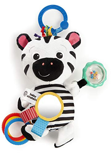 Baby Einstein Zen's Sensory Play Plüschtier Aktivitätsspielzeug Zebra in kontrastreichem Design, mit verschiedenen Texturen, Knittergeräuschen, einer Rassel und vielem mehr, 6 Count, 12793