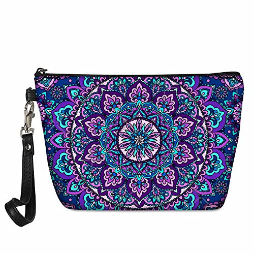 NETILGEN Make-up-Tasche mit Reißverschluss, tragbare Kosmetiktasche, wasserdicht, für Reisen, Mandala Lotus, Einheitsgröße, Kosmetikkoffer