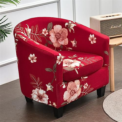 Highdi 2 Pièces Housse de Fauteuil Cabriolet Chesterfield, Extensible Couverture de Fauteuil Housse de Canapé Classique Antidérapant Revêtement de Chaise Protecteur de Fauteuil (Rouge Brillant)