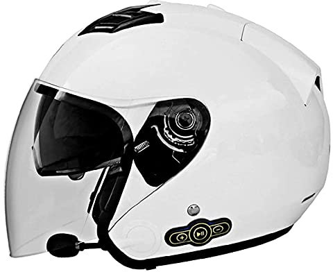 ouruanyang Bluetooth Moto Open Face Casque Jet Demi-Casque Certification Dot/ECE avec visière Casque de Moto Mofa Crash Cyclomoteur Scooter Chopper Cruiser Pilot Racing Casque Unisexe F, M