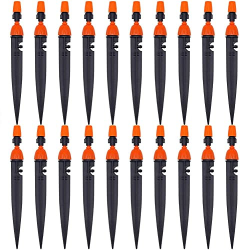 Hydrogarden 40 Pezzi Regolabili Flusso di irrigazione gocciolatori con connettore per Tubo 4mm / 7mm, 360 Gradi emettitore Micro irrigatori Goccia Sistema