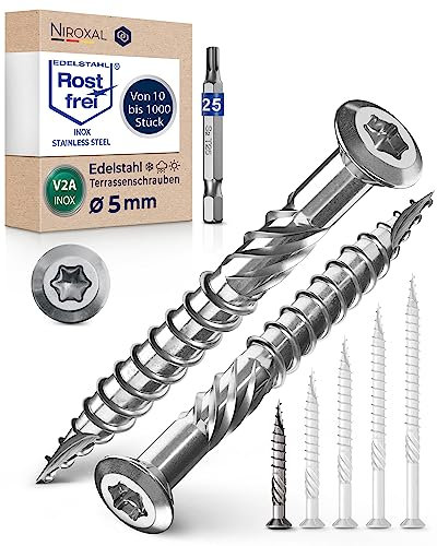 Edelstahl A2 Linsenkopfschrauben 5x40 - Torx Schrauben 5mm stark, 500 Stück, 40mm lang, Holzschrauben inkl. 1x Torx Bit
