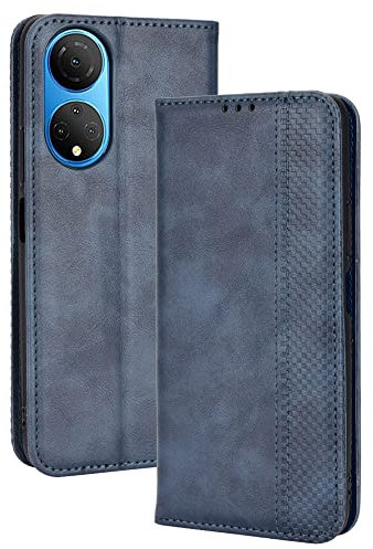 GOKEN Coque Folio Cuir Étui pour Honor X7, Antichoc Portefeuille Housse vec Fentes pour Cartes, PU/TPU Bumper Protection Case Cover Fermeture Magnétique (Bleu)