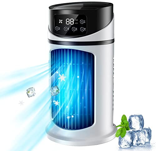 Climatizador portátil mini, 3 en 1, refrigerador, humidificador y purificador, 6 velocidades, USB, para despacho de casa (A)