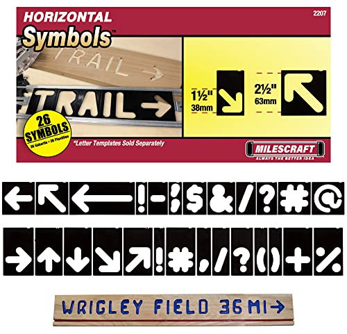 Milescraft 2207 3,8 cm & 6,3 cm Pfeil- und Symbolvorlagen für Sign PRO & Sign Crafter Jig - Rout Custom Holzschilder mit zusätzlichen Symbolen - 26 Stück