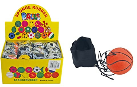 Eurofuchs24 12 x Returnball Springball mit Band Jojoball Ball ca. 6 cm Sport mit Handmanschette