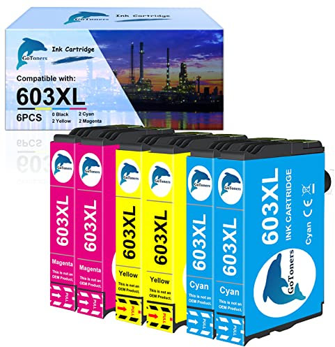 GoToners 603XL Patronen Kompatibel für Epson 603 XL Farben Druckerpatronen für XP-2100 XP-2150 XP-2105 XP-3100 XP-3105 XP-3150 XP-4100 XP-4150 WF-2810 WF-2830 WF-2850 (2 Cyan, 2 Magenta, 2 Gelb)