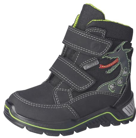 RICOSTA Jungen Stiefel GRISU, Kinder Boots, Weite: Mittel, lose Einlage, Sympatex, Blinklicht, Klettstiefel, Booties, wasserdicht, schwarz (090), 35 EU