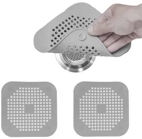 Lmyzcbzl Silicone Drain Strainers, 2 Pcs Silicone Drain Protector, Shower Drain Cover Hair Catcher, Sink Strainer Protector Filter Stopper, with Sucker, for Kitchen, Bathtub and Bathroom