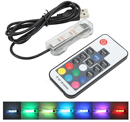 Fernbedienung USB Aquarium LED Aquarium Licht, Fernbedienung Soft Light USB Aquarium Licht Einfach zu Bedienen für Kleine Aquarien für Mittlere Aquarien (Schwarze Kabel-Fernbedienungsleuchte der
