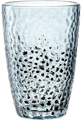 LEONARDO Matera Verre à eau – Gobelet en verre de qualité supérieure à l'aspect martelé – Contenance 340 ml – Fait main – Passe au lave-vaisselle robuste – Verre à eau bleu