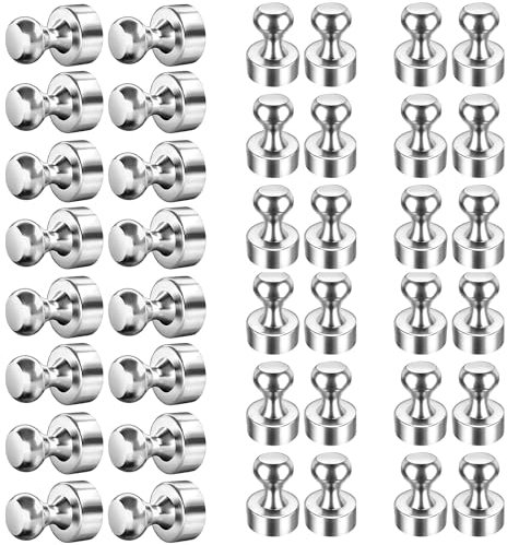 Neodym Magnete Druckstift (40 Stück 20 x 25mm) | N35 Metall Magneten | Extrem Stark Edelstahl Kegelmagnete Kühlschrank Magnete für Magnettafel, Whiteboard(40pc-12x16mm)