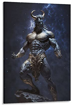 Poster mit griechischer Mythologie, Minotaurus, Gemälde auf Leinwand, Wandkunst, Poster, Schriftrolle, Bild, Wanddekoration, Heimposter, 40 x 60 cm