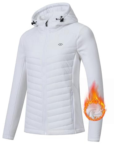 MoFiz Veste à Capuche Softshell Légère Femmes Idéale Course Voyage Escalade Camping Pêche Chaleur et la Douceur Blanc XL