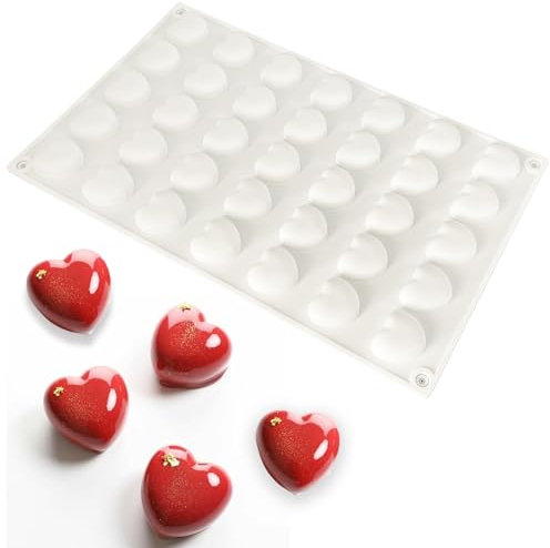 duoyif Molde De Silicona En Forma De Corazón Para Chocolate 3D, Molde De Chocolate De Corazón Para Decoración De Tartas, Pequeño Molde De Caramelo De Corazón 35Cavidades Para Diy Chocolate Bombones