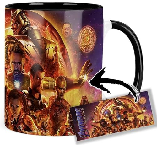 Avengers Endgame Tasse Innen & Henkel Schwarz Keramikbecher Mug