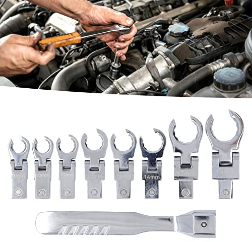 Set Chiavi Sostituibili, Chiave a Cricchetto per Tubi Aperti, Chiave per Dadi Svasati a Cricchetto Set di Chiavi per Dadi Svasati a Testa Flessibile, Chiave a Torsione a Testa