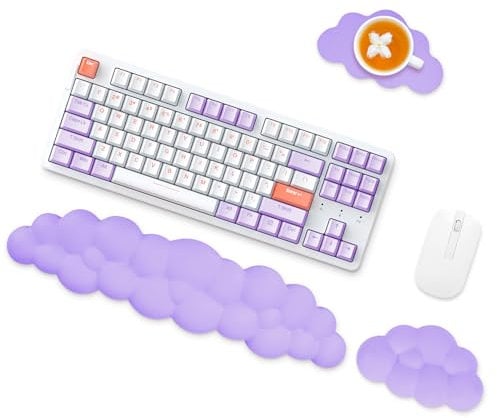 Wasarmir Reposamuñecas Teclado Raton Nube, Ergonómico de Espuma Memori Soporte de Muñeca Teclado con Base Antideslizante, Almohadilla Teclado Reposamuñecas para Oficina, Computadora, Juegos, Morado