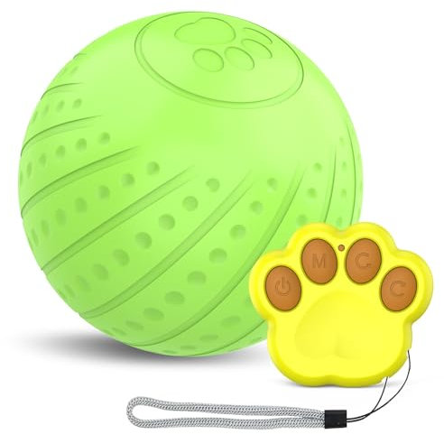 URITIS Balle Interactive pour Chien,Lumière LED Intelligente,Balle motorisée rotative à 360°,Jouet Rechargeable pour Chien,avec télécommande,étanche IP54,Cadeau Chien