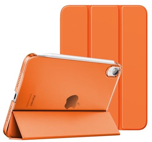 MoKo for iPad Mini 7 (A17 Pro) Generation Case 2024, iPad Mini 6 Case 2021, 8.3-inch Slim Lightweight Protective Hard Back PC Shell Stand Cover Support Touch ID, Auto Wake/Sleep, Orange