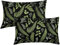 Lendenkissenbezüge mit grünen Blättern, 30,5 x 50,8 cm, Set mit 2 tropischen Farn-Kräutern, botanischen Blättern, dekorative Kissenbezüge, Vintage-Blumenmuster, schwarz, Heimdekoration, für Sofa,