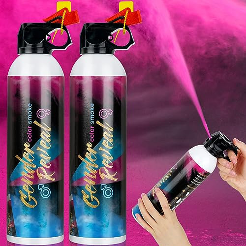 Cañones de Humo de Revelación de Género, 100% biodegradable de cañón de confeti en polvo puede utilizar para fiestas de revelación de sexo, baby showers, bodas y cumpleaños(2 piezas rosa/set)